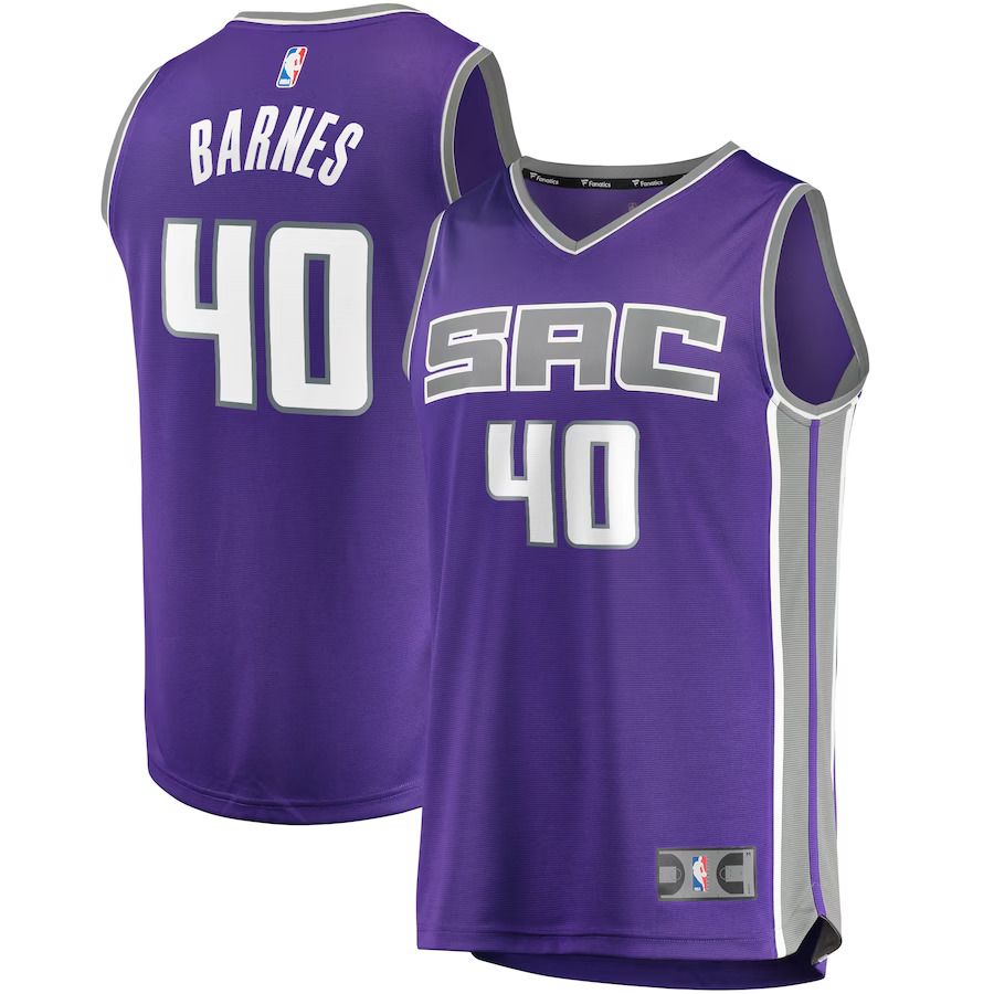 Men Sacramento Kings 40 Harrison Barnes Fanatics Branded Purple Fast Break Replica Player NBA Jersey